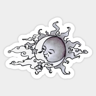 Sun and Moon kissing by night Sticker